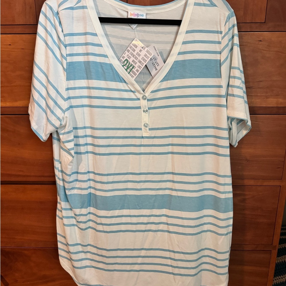 LuLaRoe Blue and White Striped Bailey